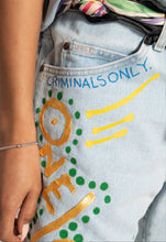 Load image into Gallery viewer, &quot;ONE LOVE&quot; 1 OF 1 DENIM SHORTS