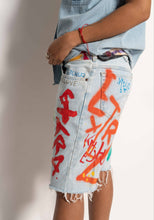 Load image into Gallery viewer, &quot;ONE LOVE&quot; 1 OF 1 DENIM SHORTS