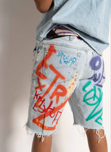 Load image into Gallery viewer, &quot;ONE LOVE&quot; 1 OF 1 DENIM SHORTS