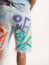 Load image into Gallery viewer, &quot;ONE LOVE&quot; 1 OF 1 DENIM SHORTS