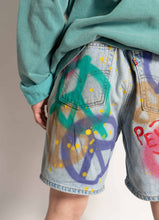 Load image into Gallery viewer, &quot;PEACE&quot; 1 OF 1 DENIM SHORTS