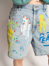 Load image into Gallery viewer, &quot;PEACE&quot; 1 OF 1 DENIM SHORTS