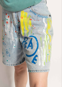 "PEACE" 1 OF 1 DENIM SHORTS