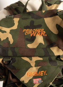"PRISONER OF WAR" CAMO BOOKBAG