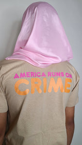 "AMERICA RUNS ON CRIME" POCKET TEE